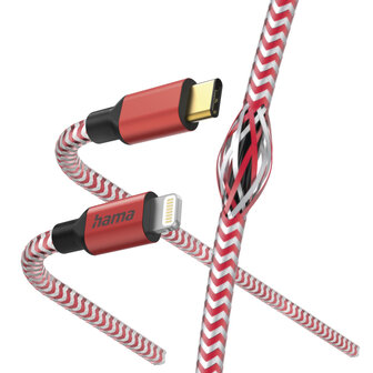 Hama Oplaadkabel Reflective USB-C - Lightning 1,5 M Nylon Rood