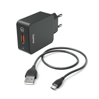 Hama Snellader Met Oplaadkabel Micro-USB Qualcomm&reg; 19,5 W 1,5 M Zwart