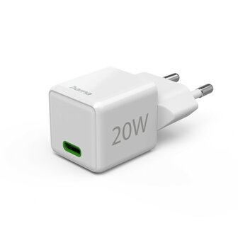 Hama Snellader USB-C PD/Qualcomm&reg; Super-Mini-Charger 20 W Wit