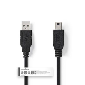 Nedis CCGT60300BK10 Kabel Usb 2.0 A Male - Mini 5-pins Male 1,0 M Zwart