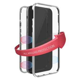 Black Rock 360&deg; Glass Cover for Apple iPhone 12/12 Pro Silver