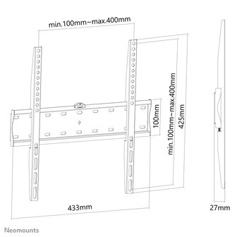 Newstar FPMA-W300BLACK Wandsteun voor Schermen tot 55 Inch Zwart