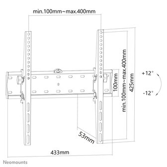 Newstar FPMA-W350BLACK Kantelbare Wandsteun voor Schermen tot 55 Inch Zwart