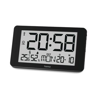 Hama Digitale DCF Wandklok Cuba + Thermometer en Hygrometer Zwart