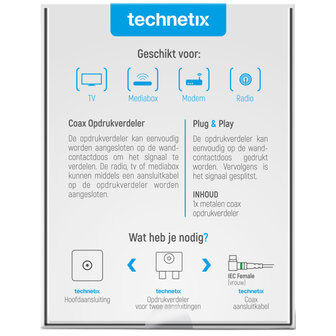 Technetix 2-weg Tv Splitter PTSX02