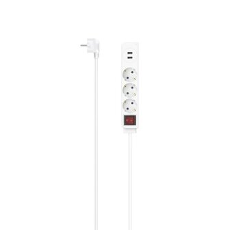 Hama Stekkerdoos 3-voudig USB-A 17W Schakelaar 1,4 M Wit