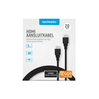 Technetix TN-HDMI2MSHOP High Speed Hdmi Kabel Hdmi-connector - Hdmi-connector 2.0 M Zwart