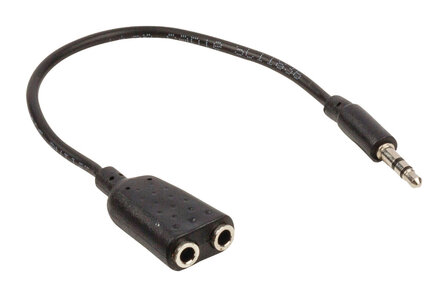 Valueline VLAP22100B02 Jack Stereo Audio Verdeelkabel 3,5 mm Mannelijk - 2x 3,5 mm Vrouwelijk 0,20 M Zwart