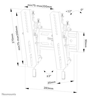 Neomounts WL35S-850BL12 Kantelbare Wandsteun voor Schermen tot 55 Inch Zwart