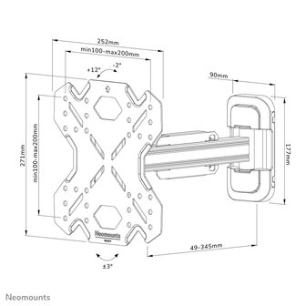 Neomounts WL40S-840BL12 Full Motion Wandsteun voor Schermen tot 55 Inch Zwart