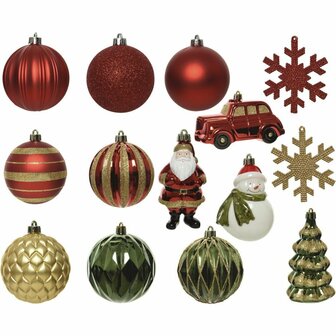 Kerstballen Mix 25 Stuks Rood/Groen/Goud