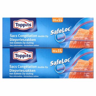 Toppits Safeloc Zip-Diepvrieszakken 1L 20 Stuks