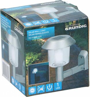 Grundig Wandlamp Solar Led 14 X 9,5 X 12 Cm Staal Zilver