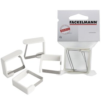 Fackelmann Tafelkleed Klemmen 4 Stuks 45 mm RVS/Wit