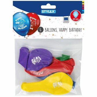 Stylex Happy Birthday Ballonnen 6 Stuks