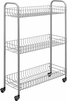 Metaltex Badkamer-/keukentrolley Slim 84x56cm Staal Zilver