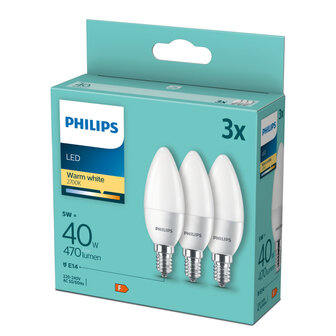 Philips LED 40W B35 E14 WW FR ND 3PF/6 DISC Verlichting