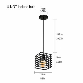 Homestyle Pro MK015-B Industri&euml;le Hanglamp 15x18 cm Zwart/Metaal