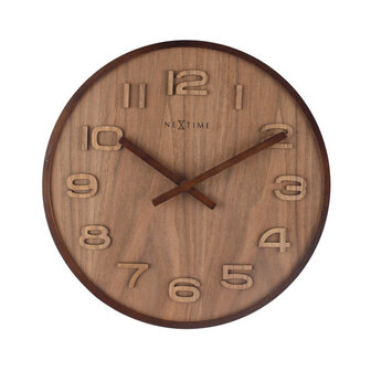 NeXtime NE-3096BR Wandklok Dia. 35 Cm, Hout, Bruin, &#039;Wood Wood Medium&#039;