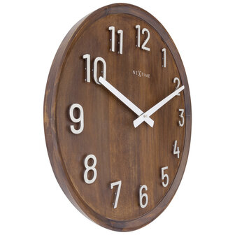 NeXtime NE-3284BR Grote Wandklok - 50cm- Stille Klok - Walnoot Hout - &quot;Precious&quot;