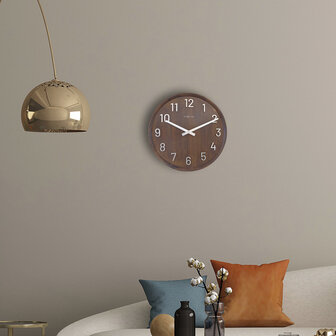 NeXtime NE-3284BR Grote Wandklok - 50cm- Stille Klok - Walnoot Hout - &quot;Precious&quot;