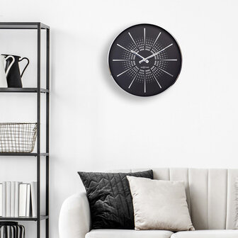 NeXtime NE-3287ZW Stille Wandklok - 40cm- Zwart - Metaal - &quot;Excentric&quot;