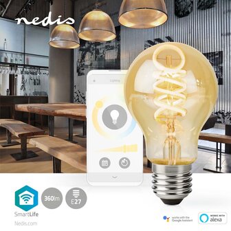 Nedis WIFILRT10A60 Smartlife Led Filamentlamp Wi-fi E27 360 Lm 4.9 W Warm To Cool White 1800 - 6500 K Glas Android&trade; / Ios Peer