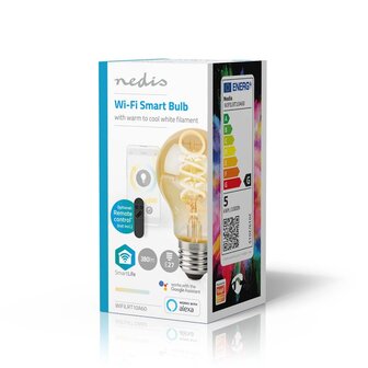 Nedis WIFILRT10A60 Smartlife Led Filamentlamp Wi-fi E27 360 Lm 4.9 W Warm To Cool White 1800 - 6500 K Glas Android&trade; / Ios Peer