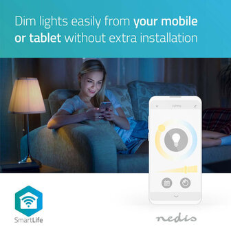 Nedis WIFILW12WTB22 Smartlife Led Bulb Wi-fi B22 800 Lm 9 W Warm Wit 2700 K Energieklasse: A+ Android&trade; &amp; Ios A60