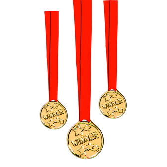 Stylex Metalen Medailles Winner 6 Stuks Goud/Rood