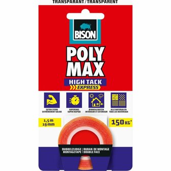 Bison Poly Max Tape 150 cm Transparant