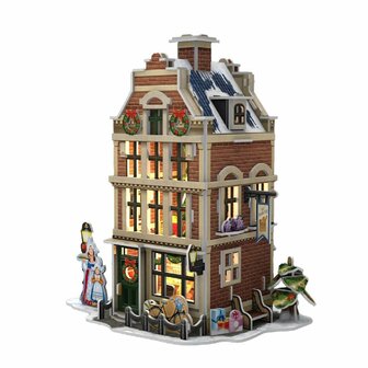 Cubic Fun 3D Puzzel Hollands Huisje Winter Bakkerij + Licht 65 Stukjes