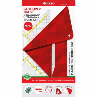 Aristo AR-18100B 3in1 Geocoverset Basic Geocover/Geodriehoek/Tekendriehoek Rood