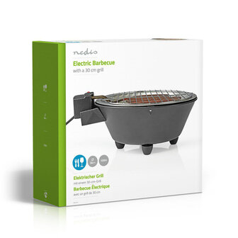 Nedis BBQE112BK Elektrische Barbecue Rond 30 Cm 1250 Watt