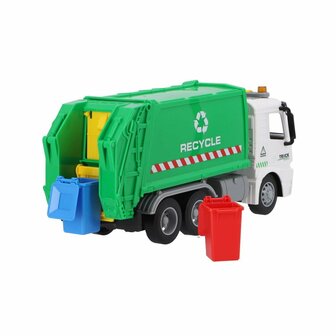 Recycle Vuilniswagen 30 cm + Licht en Geluid Groen/Wit