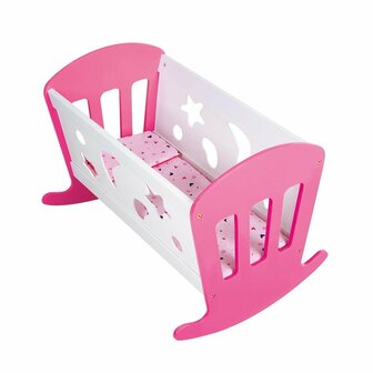 My Beautiful Dollsroom Houten Poppenbed 49x37x35 cm Roze/Wit