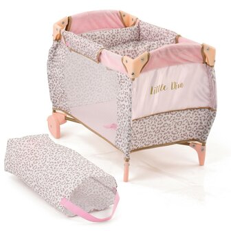 Little Diva Opvouwbare Poppenbedje 41x28x12 cm Roze/Goud