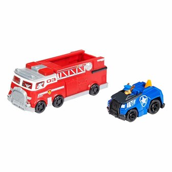 Paw Patrol True Metal Teamvoertuig Brandweerwagen en Chase-Reddingsvoertuig