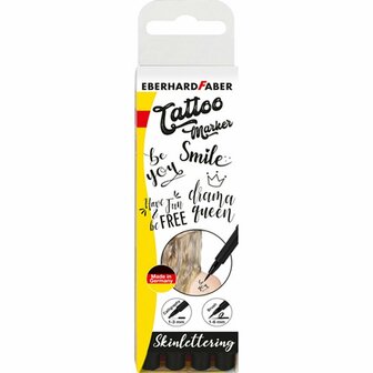 Eberhard Faber EF-559506 Tattoo Marker Skinlettering 4 Stuks Zwart