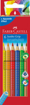 Faber Castell FC-110906 Kleurpotlood Jumbo GRIP Etui &agrave; 6 Stuks