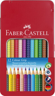 Faber Castell FC-112413 Kleurpotlood Faber-Castell GRIP Metalen Etui A 12 Stuks