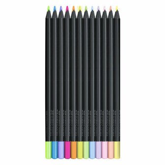 Faber Castell FC-116410 Black Edition Kleurpotloden 12 Stuks Neon/Pastel