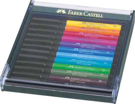 Faber Castell FC-267421 Tekenstift Faber-Castell Pitt Artist Pen Brush Set 12 Stuks Basic