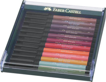 Faber Castell FC-267422 Tekenstift Faber-Castell Pitt Artist Pen Brush Set 12 Stuks Earth Tones