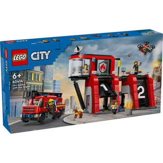 Lego City 60414 Brandweerkazerne en Brandweerauto