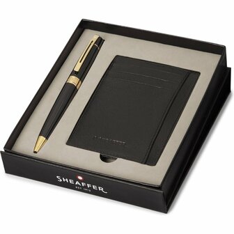 Sheaffer SF-G2932551-2 Balpen 300 M Giftset Glossy Black Chrome Gold Tone + Creditcardhouder