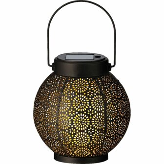 Lumineo Solar Metalen Lantaarn 14x16 cm Zwart/Goud