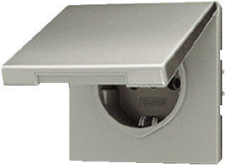 Jung LS990 Wandcontactdoos wcd met klapdeksel aluminium AL2520NKL