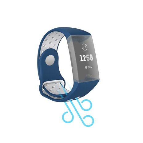 Hama Sportpolsband Voor Fitbit Charge 3/4 Ademend Horlogebandje Blauw/grijs