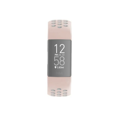 Hama Sportpolsband Voor Fitbit Charge 3/4 Ademend Horlogebandje Rosé/grijs